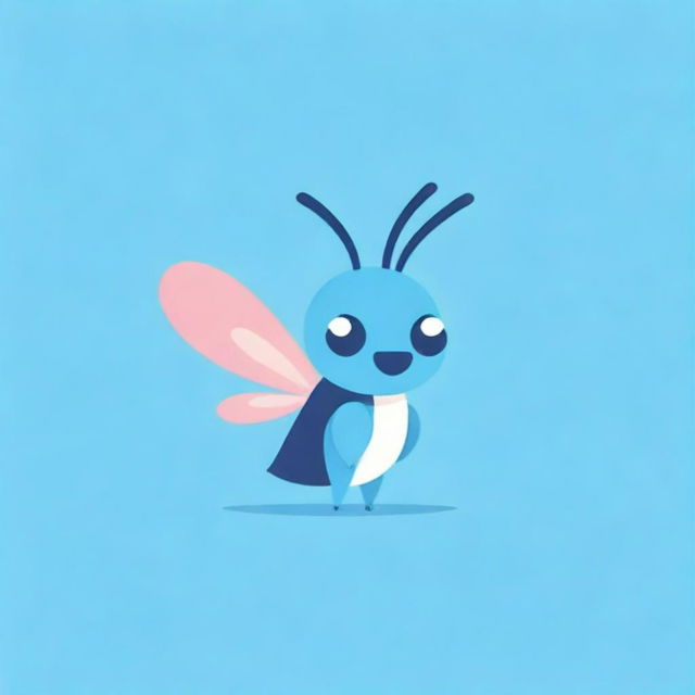 Craft a distinctive Telegram channel logo with a cute, funny grasshopper bird, emphasized with vivid shades of blue and pink, drawing attention and portraying an engaging sentiment.