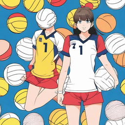 A volleyball jersey with an anime-inspired pattern design