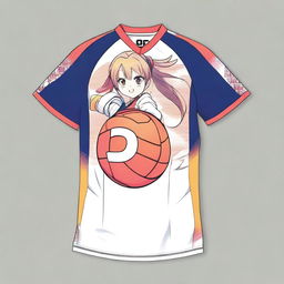 A volleyball jersey with an anime-inspired pattern design