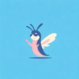 Create a unique, charming logo for a Telegram channel, featuring a grasshopper bird in amusing poses, rendered in tones of blue and pink for a lively, delightful finish.