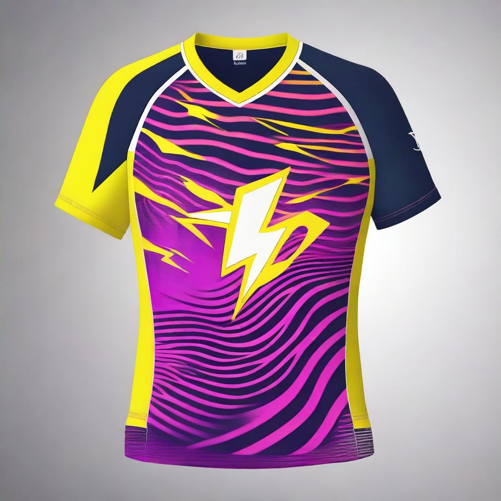 A volleyball jersey with a lightning bolt pattern design