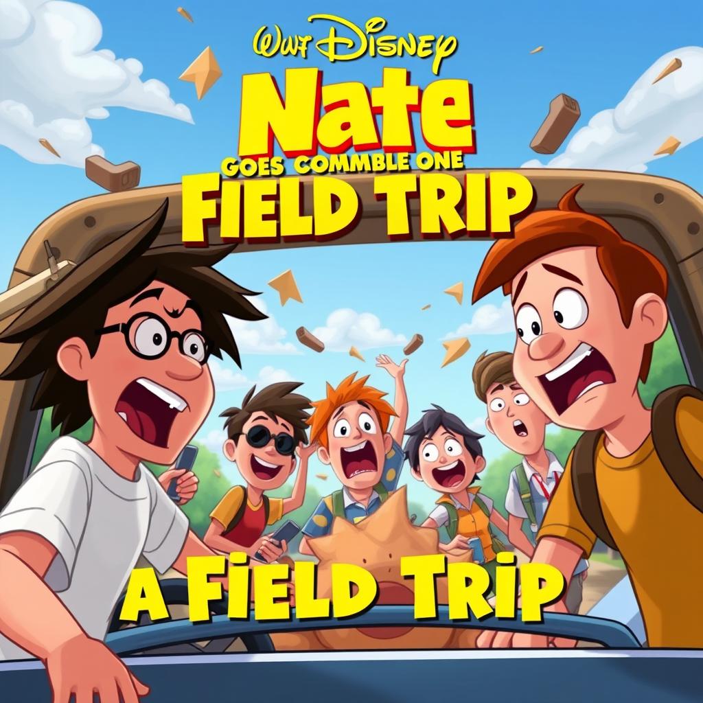 Create a Disney movie poster meme titled 'Nate Goes on a Field Trip'