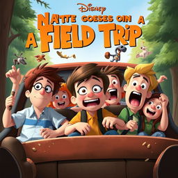 Create a Disney movie poster meme titled 'Nate Goes on a Field Trip'