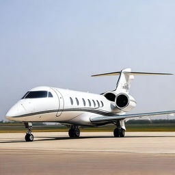 A luxurious private jet with the name 'THANUJ' engraved on the body