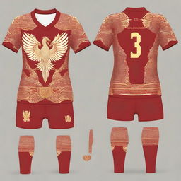 A volleyball jersey with a Garuda pattern design