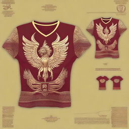 A volleyball jersey with a Garuda pattern design