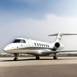 A luxurious private jet with the name 'THANUJ' engraved on the body