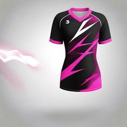 A volleyball jersey with a pink lightning bolt design