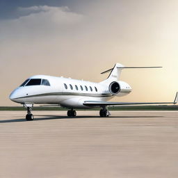 A luxurious private jet with the name 'THANUJ' engraved on the side of the jet