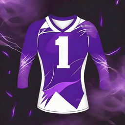 A glamorous and dynamic design for a volleyball jersey featuring a striking purple lightning bolt pattern