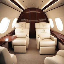 A luxurious private jet with the name 'THANUJ' engraved in large scale on the side of the jet