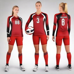 A volleyball jersey design featuring a natural red color scheme