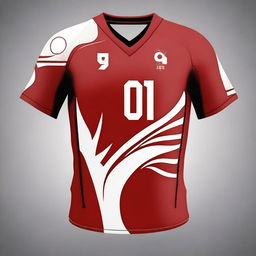 A volleyball jersey design featuring a natural red color scheme with a claw motif