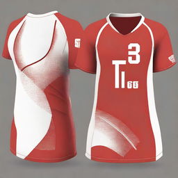 A volleyball jersey design featuring a natural red color scheme with a claw motif