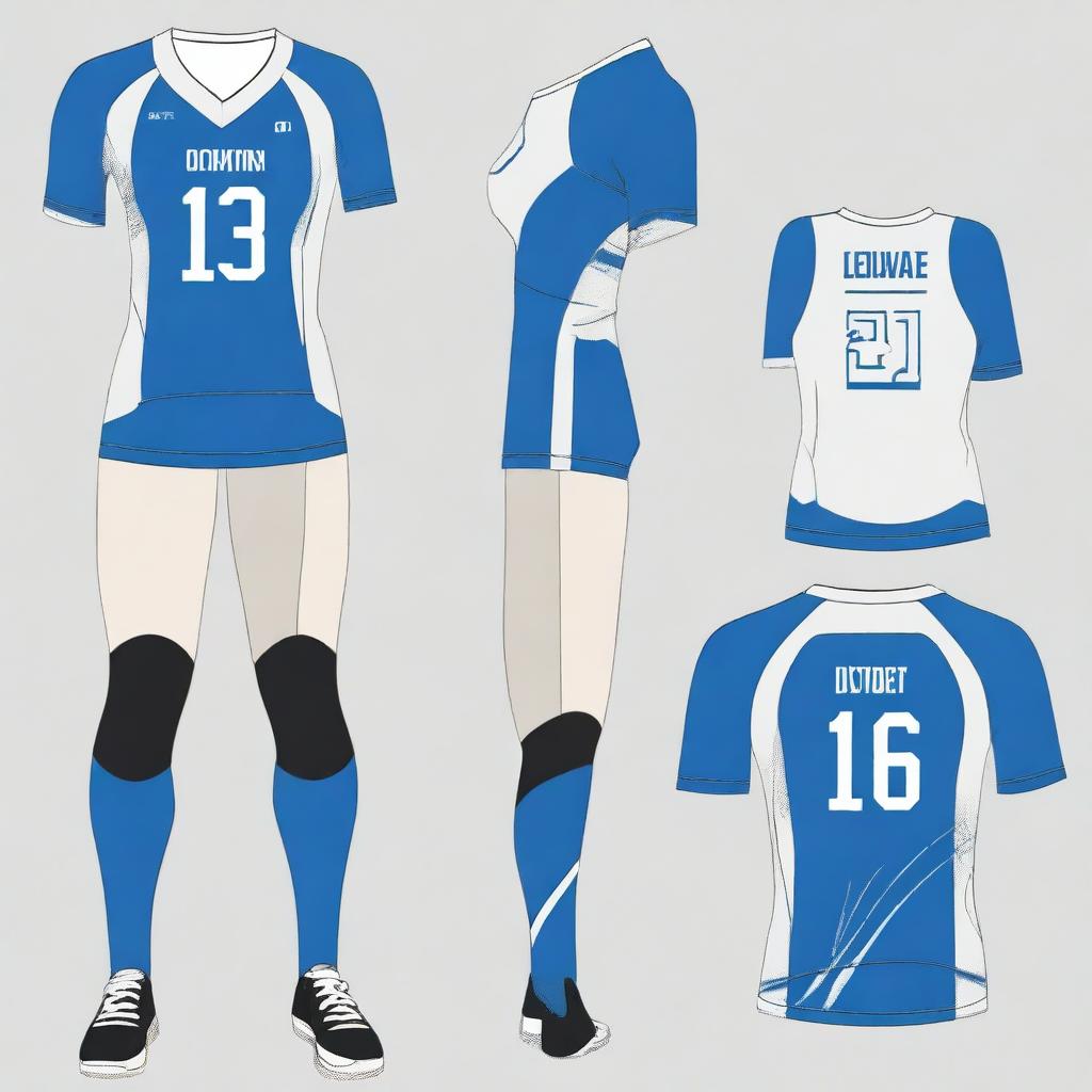 A volleyball jersey design featuring a natural blue color scheme with a claw motif