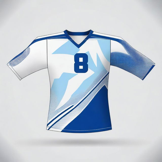 A volleyball jersey design featuring a natural blue color scheme with a claw motif