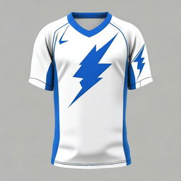 A volleyball jersey design featuring a natural blue color scheme with a lightning motif