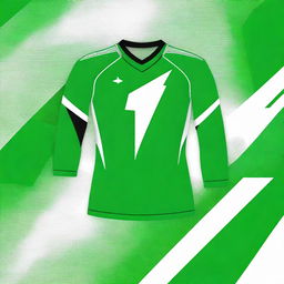 A volleyball jersey design featuring a green color scheme with a lightning motif