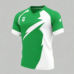 A volleyball jersey design featuring a natural green color scheme with a lightning motif