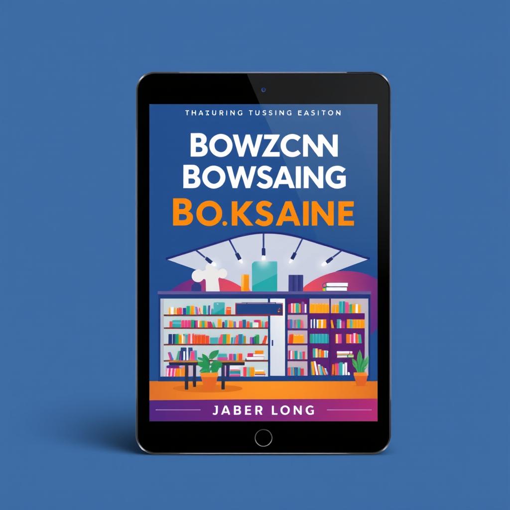 A sleek and trendy ebook cover showcasing a bookstore