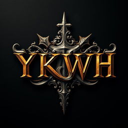 Create a cinematic and highly detailed graphic that features the acronym YKWH, which stands for Yahweh