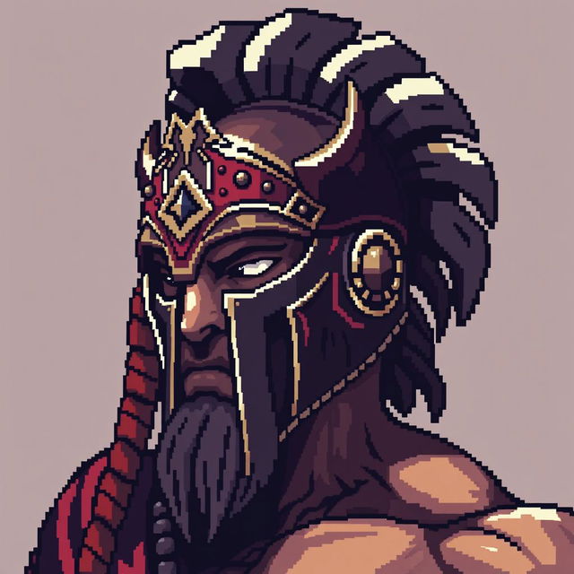 Ares, the god of war, wearing a detailed helmet, depicted in the style of Avatar