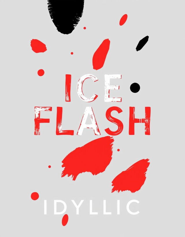 Create an abstract book cover for the title 'Ice Flash' with a grey background