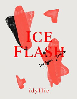 Create an abstract book cover for the title 'Ice Flash' with a grey background