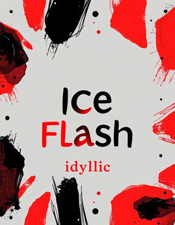 Create an abstract book cover for the title 'Ice Flash' with a grey background