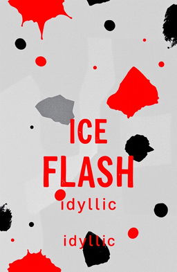 Create an abstract book cover for the title 'Ice Flash' with a background featuring multiple shades of grey