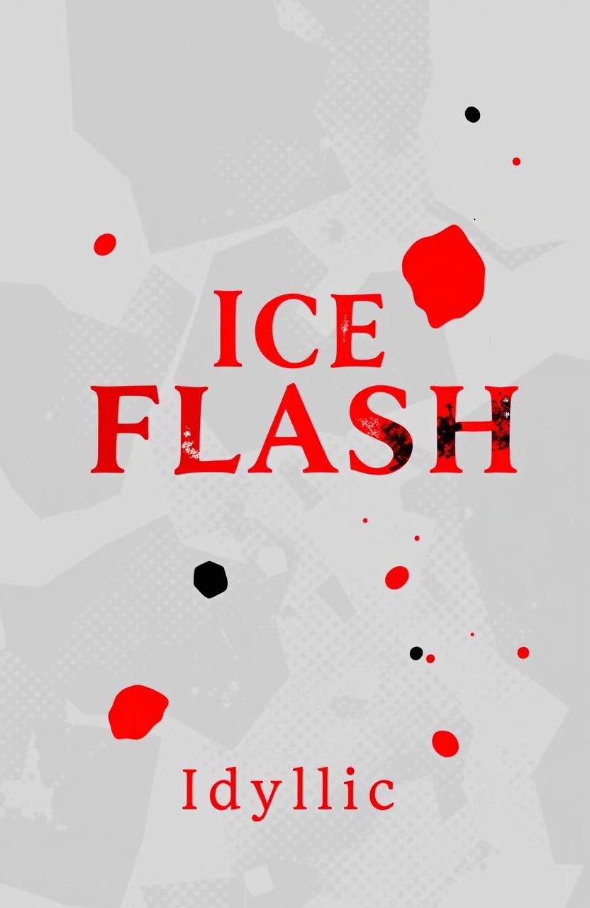 Create an abstract book cover for the title 'Ice Flash' with a background featuring multiple shades of grey