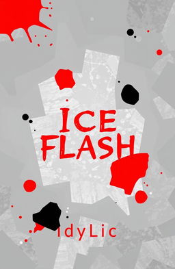 Create an abstract book cover for the title 'Ice Flash' with a background featuring multiple shades of grey