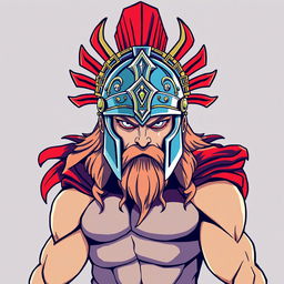 Ares, the god of war, depicted wearing an intricately designed helmet