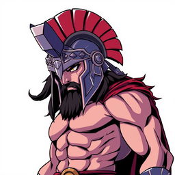 Ares, the god of war, depicted wearing an intricately designed helmet