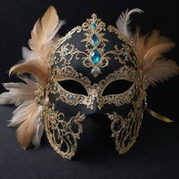 A collection of intricate, beautifully crafted masquerade masks, adorned with feathers, jewels, and intricate designs, each one unique and engrossing