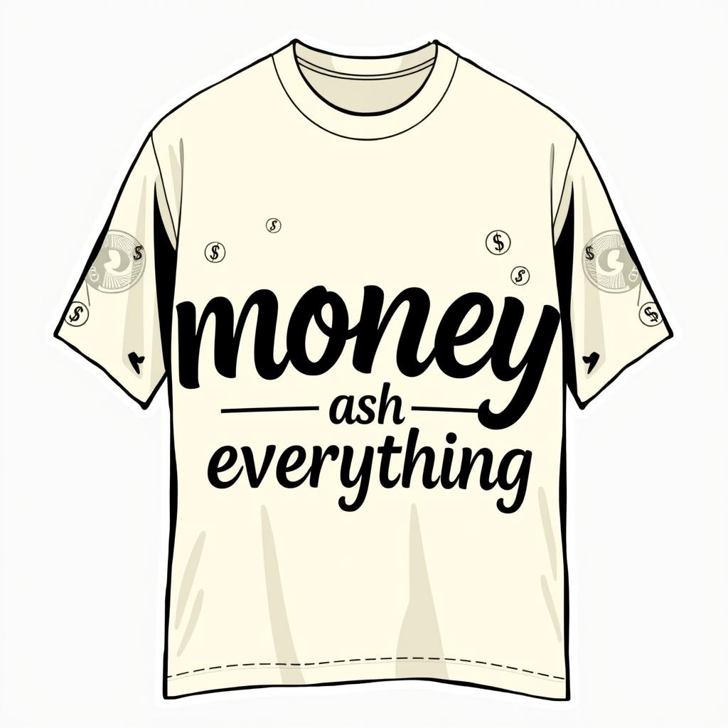 Design a cream-colored shirt with the theme 'money is everything'