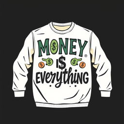 Design a cream-colored shirt with the theme 'money is everything'