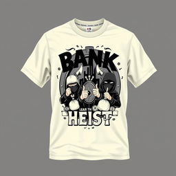 Design a cream-colored shirt with the theme 'bank money heist'