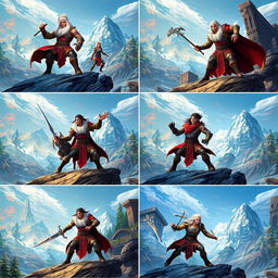 Create a series of images featuring different Hero Forge 3D characters in various dynamic and adventurous poses