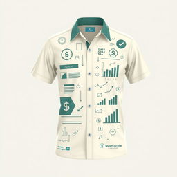 Design a cream-colored shirt with a theme representing a money management company