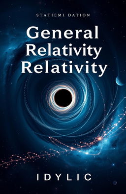 Design a book cover for a book titled 'General Relativity' with the subtitle 'Idyllic'