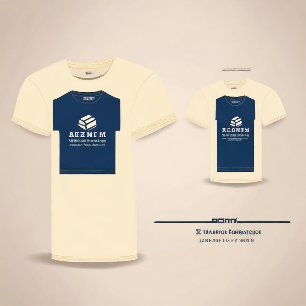 Design a cream-colored t-shirt featuring the logo and branding of 'Advantage SCM', a company specializing in supply chain management