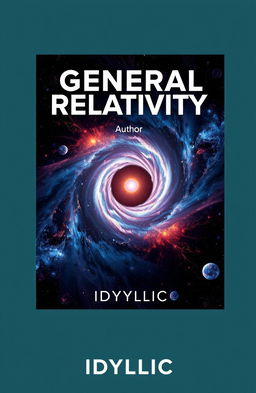 Design a captivating book cover for a book titled 'GENERAL RELATIVITY' with the author name 'IDYLLIC'