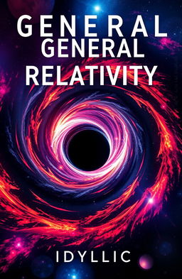 Design a captivating book cover for a book titled 'GENERAL RELATIVITY' with the author name 'IDYLLIC'