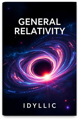 Design a captivating book cover for a book titled 'GENERAL RELATIVITY' with the author name 'IDYLLIC'