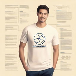 Design a cream-colored t-shirt featuring the logo and branding of 'Advantage SCM', a company specializing in supply chain management