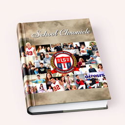 Design a book cover for a school chronicle that captures the essence of a memorable school year