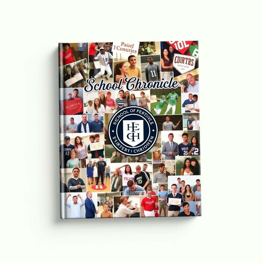 Design a book cover for a school chronicle that captures the essence of a memorable school year