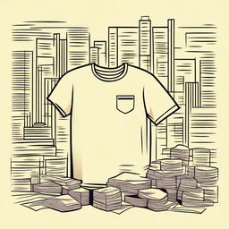 Design a cream-colored t-shirt representing a fictional company involved in shady financial practices