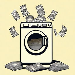 Design a cream-colored shirt featuring a fictional representation of money laundering